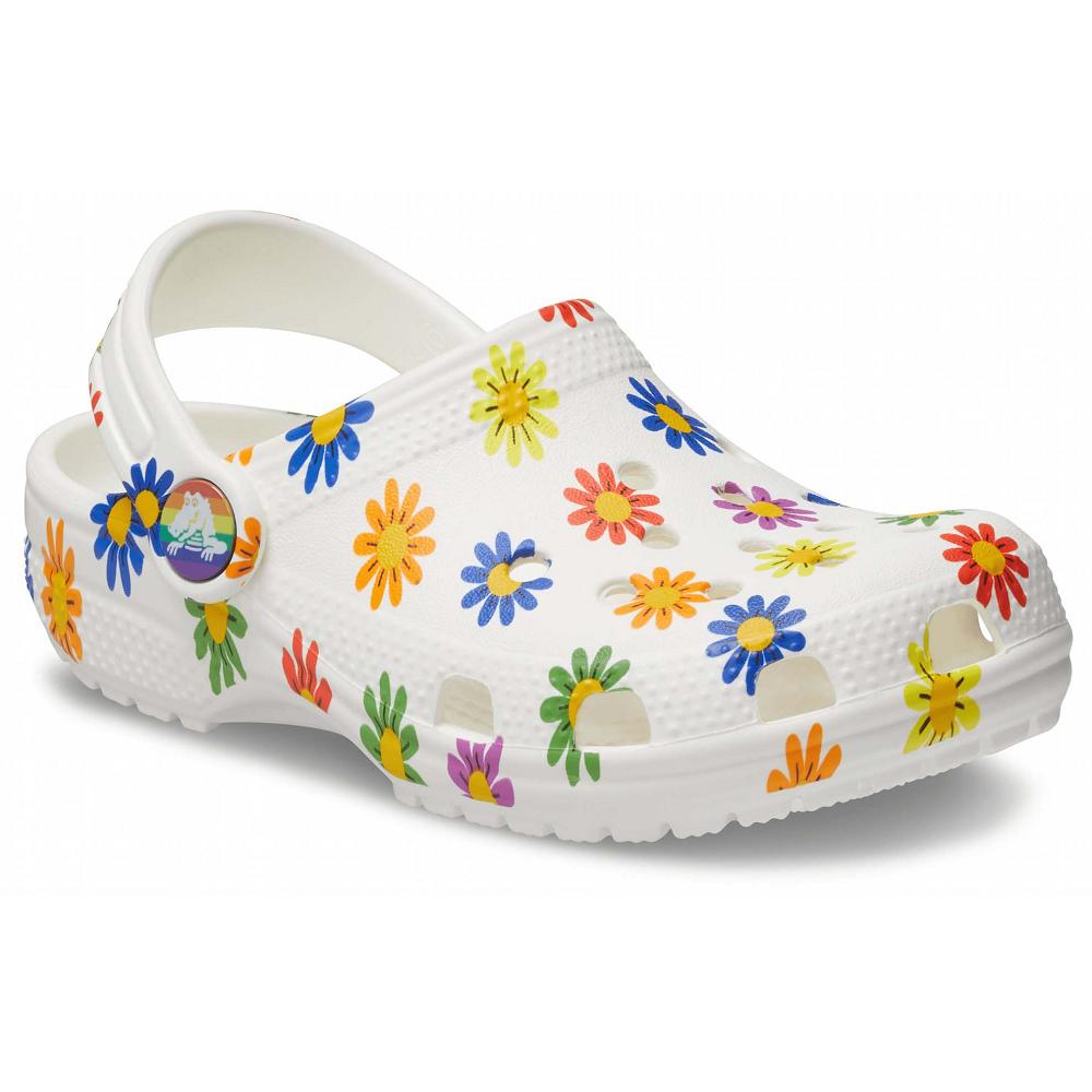 Sabots Crocs Classiche Seasonal Print Fille Blanche | France 1520SGLO